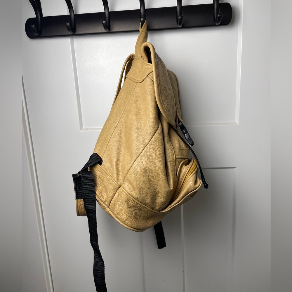 Soft Leather 90s Drawstring Backpack In Camel - image 6